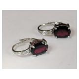 Silver earrings redstone marked 925   .140oz