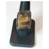 Silver Natural Stone ring marked 925  sz 8 .355oz