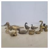 12 mostly brass ducks