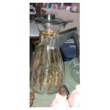 Pyrex gold painted coffee pitcher