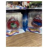 Two 2002 hot wheels Christmas ornaments