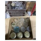 Box of mason jars, and crate of mason jars some