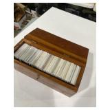 Wooden crate of unsearched football cards