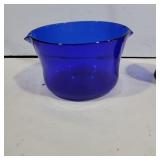 Blue glass wine rinse blown glass 5.5in diameter