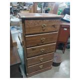 Laminate wooden dresser chest 5 drawer 25x16x48in