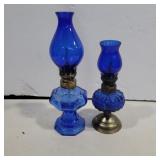 2 small oil lamps 5in and 6.5in