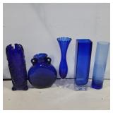 Blue glass vases