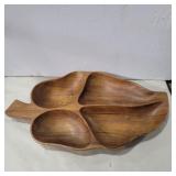 Divided wood serving tray 19in made in
