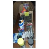Grease gun, battery float charger, paint, glass