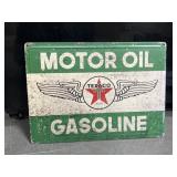 Texaco gasoline embossed metal sign 12 x 17"