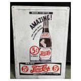 Pepsi-Cola embossed metal sign 12 x 17"