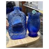 Cobalt blue glass bottle & vase