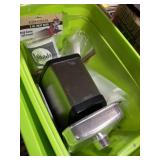 Meat grinder and meat bags in lidded tote