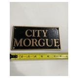 Modern cast-iron city morgue plaque