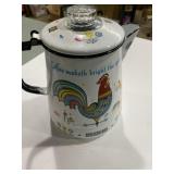 Vintage Enamelware Coffee Pot w/ Rooster Design ï¿½