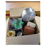 Large box of vintage baking items including