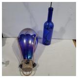 2 blue glass ornaments