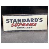 Standards supreme gasoline sign 7 x 17"