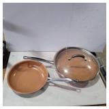 2 Gotham steel copper lined frying pans