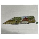 Original farm scene painting on slate 12" long