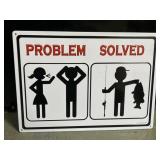 Funny fishing embossed metal sign 12 x 17"