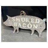 Smoked bacon embossed metal sign 20" long