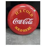 Coca-Cola "Ice Cold Sold Here" button sign 18"