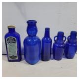 Blue glass bottles