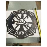 Fire department, metal laser, cut sign