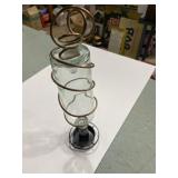 clear glass wine bottle hummingbird feeder with a