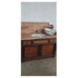 Victorian pink marble top sink cabinet 48x28x46
