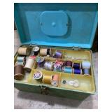 Small tote full of sewing items