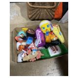 Flat of plush dog toys