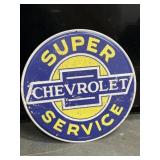 Super Chevrolet service embossed metal sign 15"