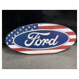 Open Road Brands Ford American Flag Oval Metal