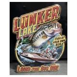 Lunker Lake embossed metal sign, 21 x 16"