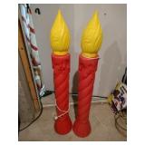 2 blow mold candles  38 in tall lighted