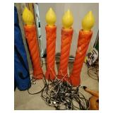 4  blow mold  candles 38 in tall lighted all