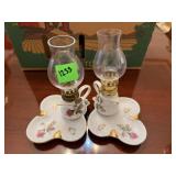 Vintage Japanese Porcelain Finger Lamps w/