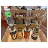 Assorted Mini Oil Lamps w/ Glass Chimneys