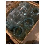 Seven blue ball mason jars