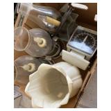 Electric lanterns, kitchen, scale, and vase