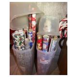 Two Rubbermaid storage containers full of holiday