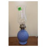 Kaadan Ltd. blue glass oil lamp 1980