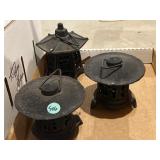 Japanese cast iron pagoda garden lanterns