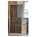 Everything in corner, screen door, mirror and