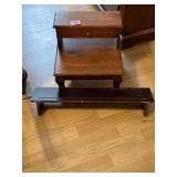 Bed steps stool with drawer and wall shelf