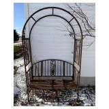 Metal Garden Arch with Bench