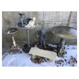 Mixed Lot: Weathered Concrete/Cast Iron Garden