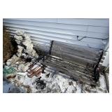 Assorted outdoor decorations, bench and other